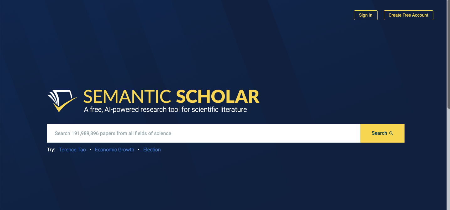 Semantic scholar Online journal and research databases
